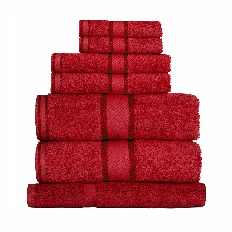 Kingtex 100% Combed Cotton 7pc Bath Sheet Set Red | My Linen