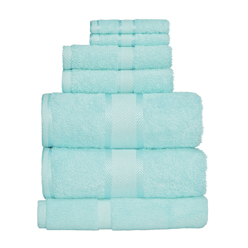Kingtex 100% Combed Cotton 7pc Bath Sheet Set Soft Aqua | My Linen