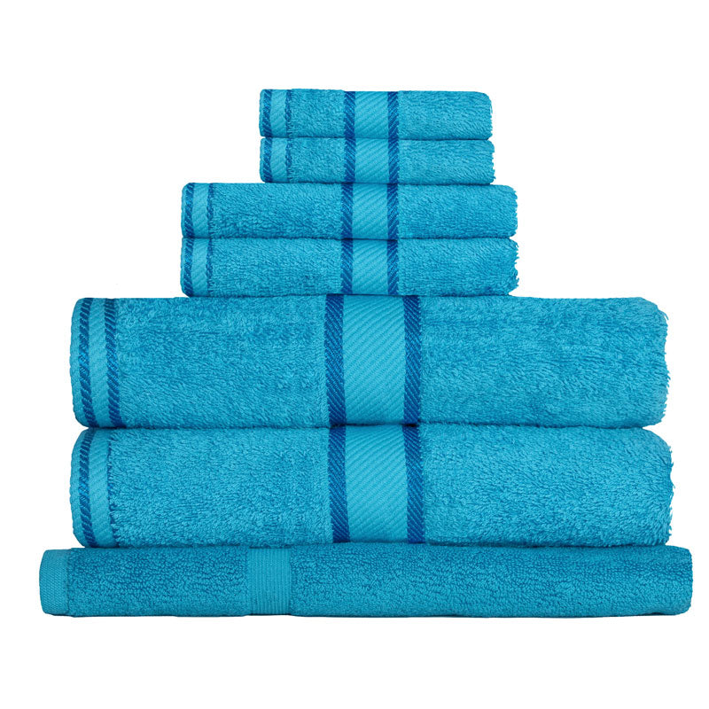 Kingtex 100% Combed Cotton 7pc Bath Towel Set Aqua | My Linen