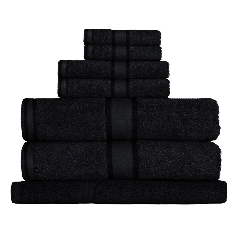 Kingtex 100% Combed Cotton 7pc Bath Towel Set Black | My Linen