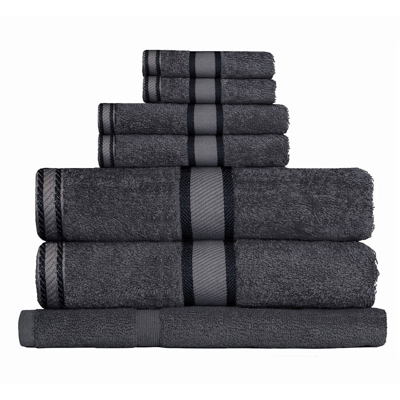 Kingtex 100% Combed Cotton 7pc Bath Towel Set Charcoal | My Linen
