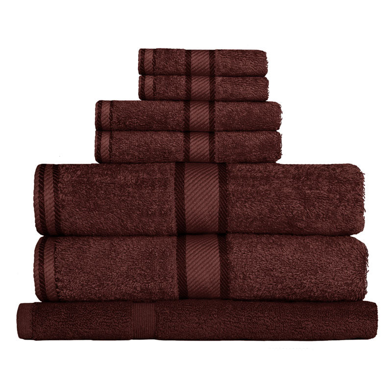 Kingtex 100% Combed Cotton 7pc Bath Towel Set Chocolate | My Linen