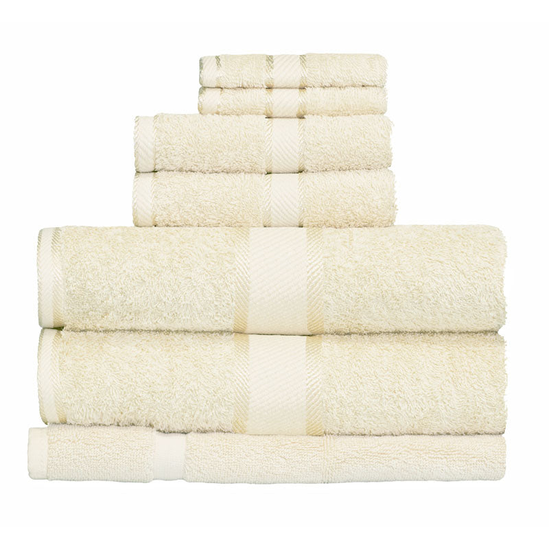 Kingtex 100% Combed Cotton 7pc Bath Towel Set  Cream | My Linen