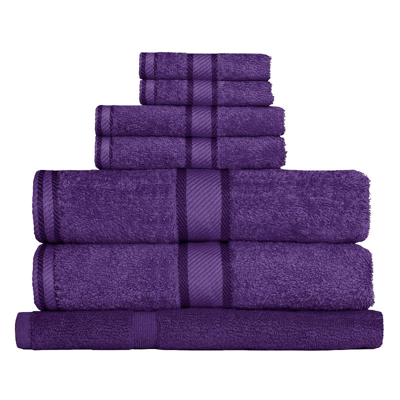 Kingtex 100% Combed Cotton 7pc Bath Towel Set Purple | My Linen