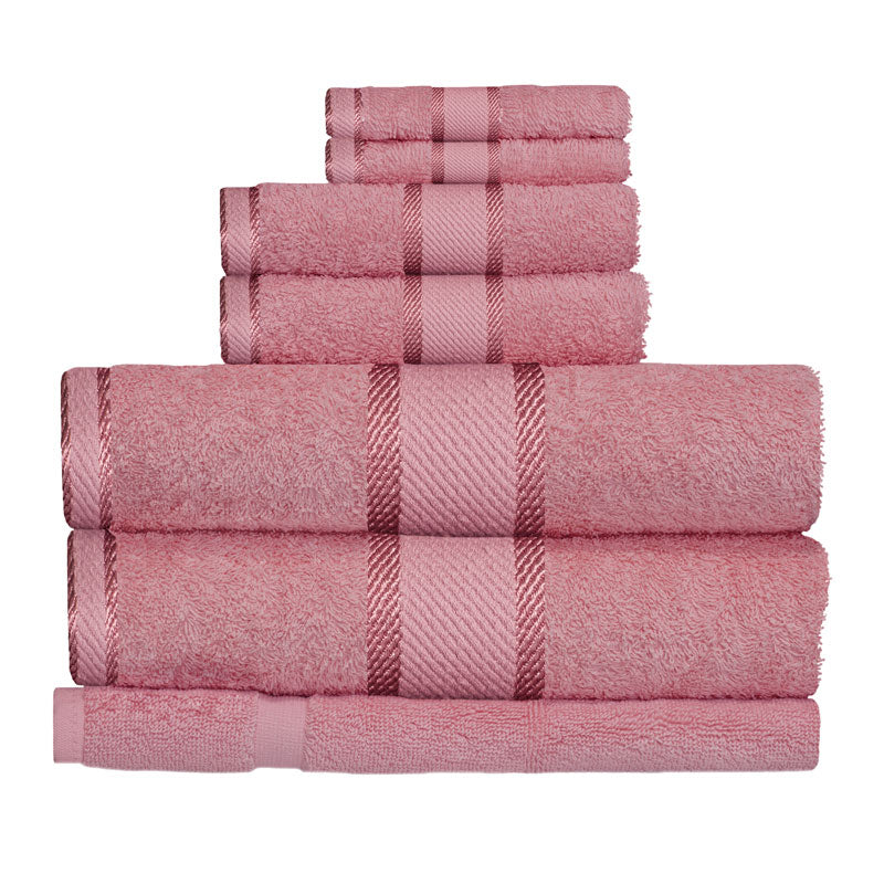 Kingtex 100% Combed Cotton 7pc Bath Towel Set Rose Pink | My Linen
