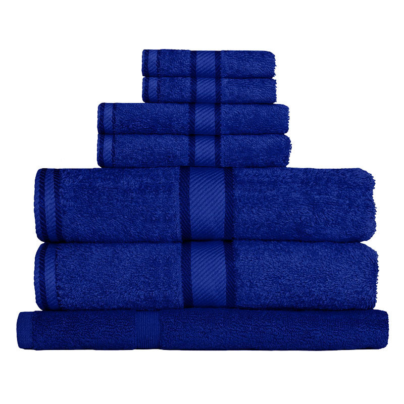 Kingtex 100% Combed Cotton 7pc Bath Towel Set Royal Blue | My Linen