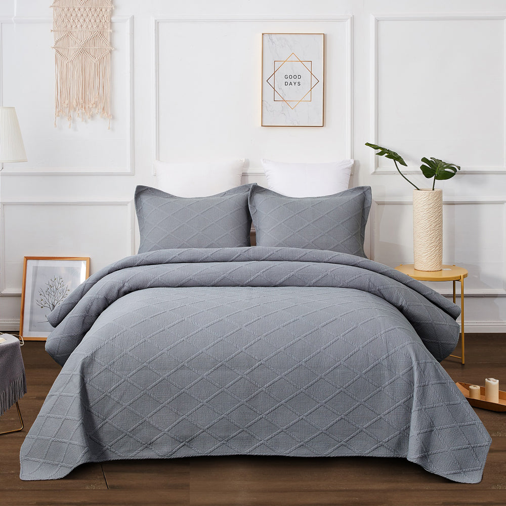 Misty Grey Coverlet Set | King Bed