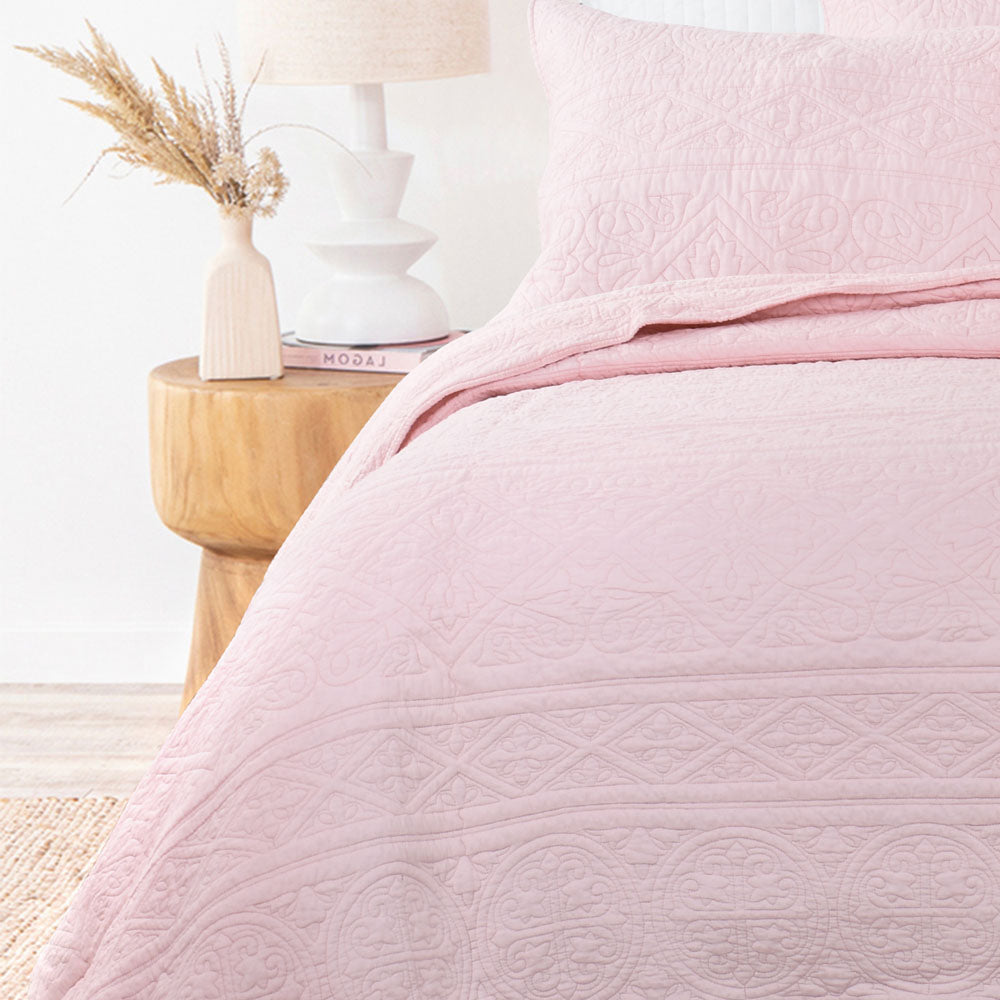 Rose Quartz Coverlet Set | King Single Bed