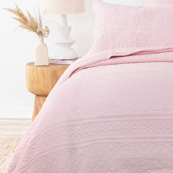 Rose Quartz Coverlet Set | King Single Bed