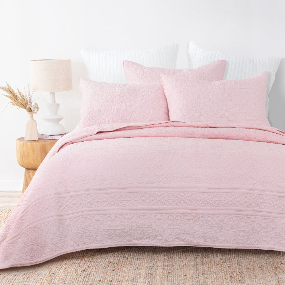 Rose Quartz Coverlet Set | King Single Bed