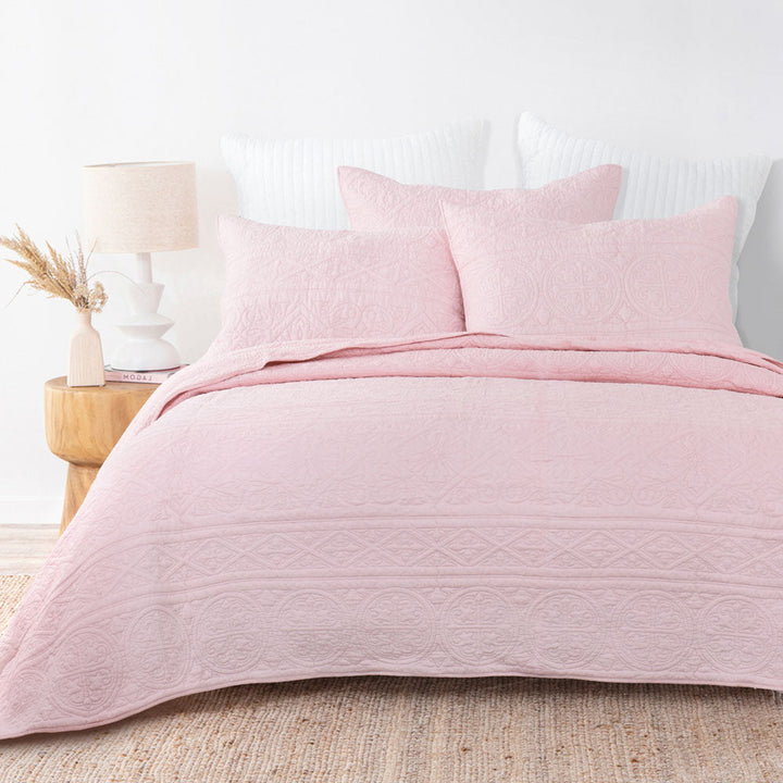 Rose Quartz Coverlet Set | King Single Bed