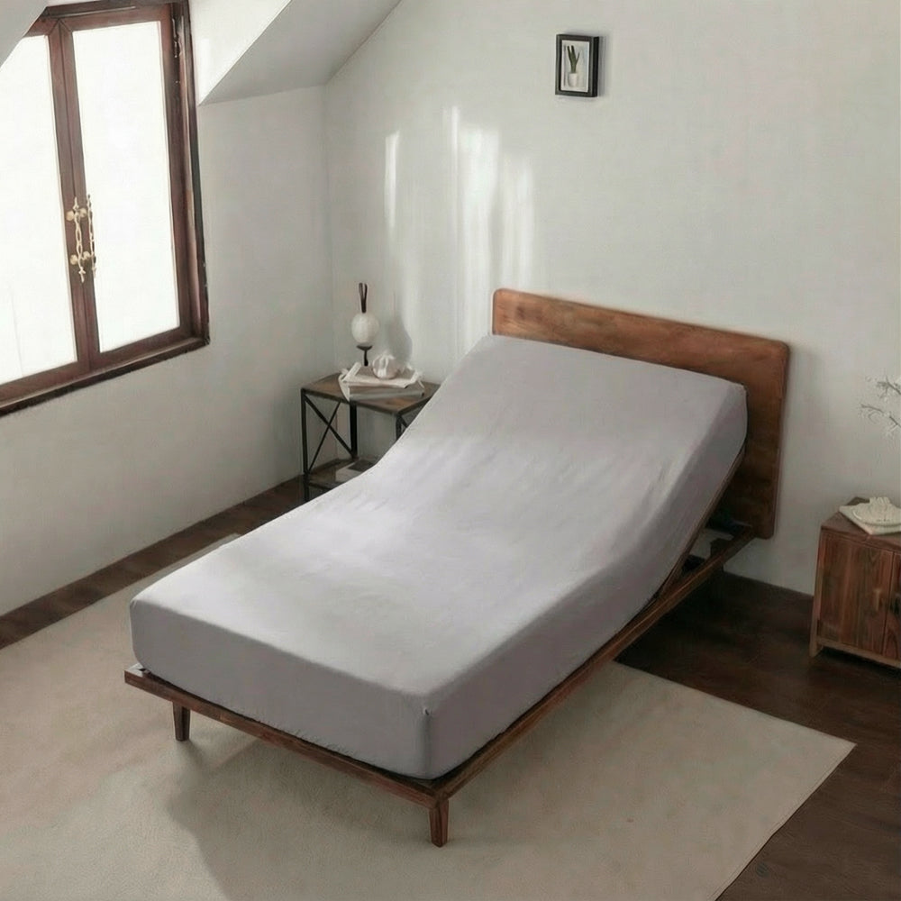 Casey Cotton Fitted Sheet 400TC Pewter | Long Single Bed 60cm