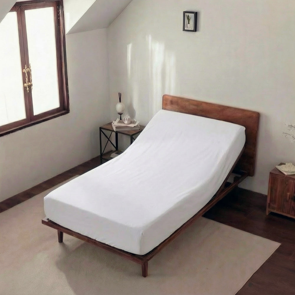 Casey Cotton Fitted Sheet 400TC White | Long Single Bed 50cm