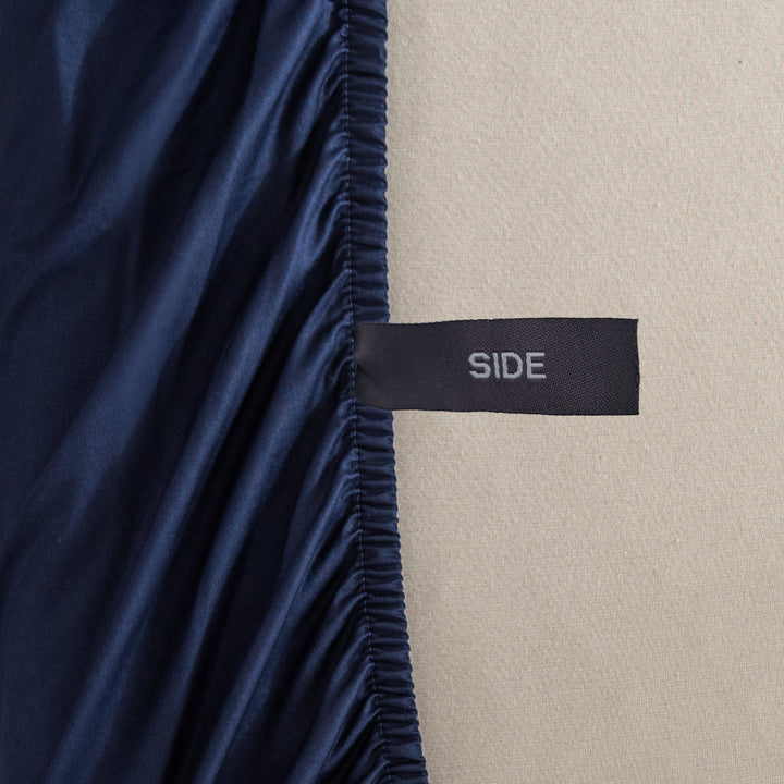 Casey Cotton Fitted Sheet & Pillowcase Combo 400TC Navy | Long Single Bed 50cm