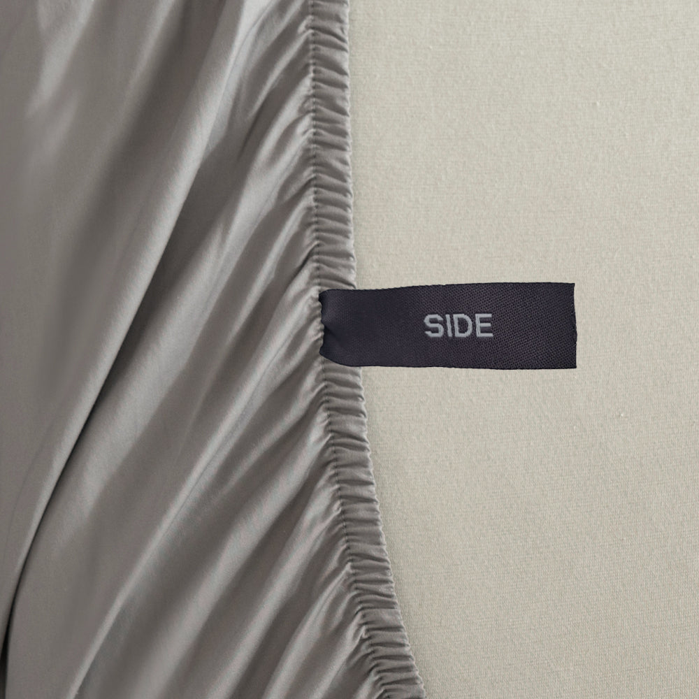 Casey Cotton Fitted Sheet 400TC Pewter | Long Single Bed 60cm