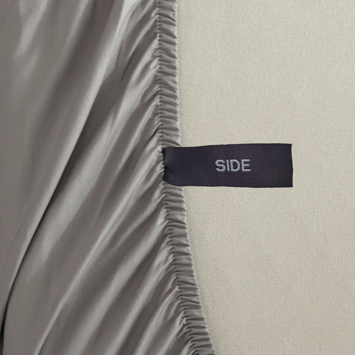 Casey Cotton Fitted Sheet 400TC Pewter | Long Single Bed 60cm
