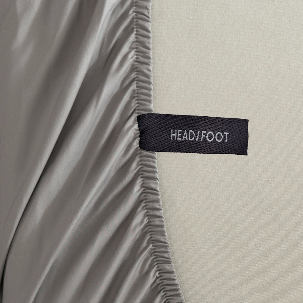 Casey Cotton Fitted Sheet 400TC Pewter | Long Single Bed 60cm
