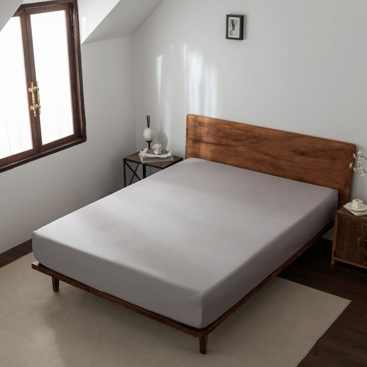 Casey Cotton Fitted Sheet 400TC Pewter | Long Single Bed 40cm