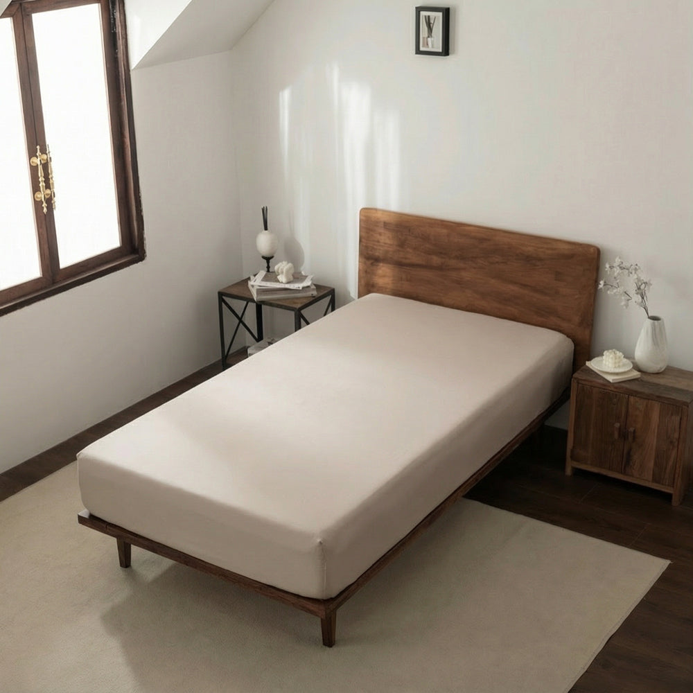 Casey Cotton Fitted Sheet 400TC Linen | Single Bed 50cm