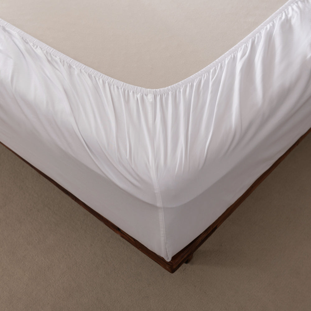 Casey Cotton Fitted Sheet 400TC White | King Single Bed 40cm