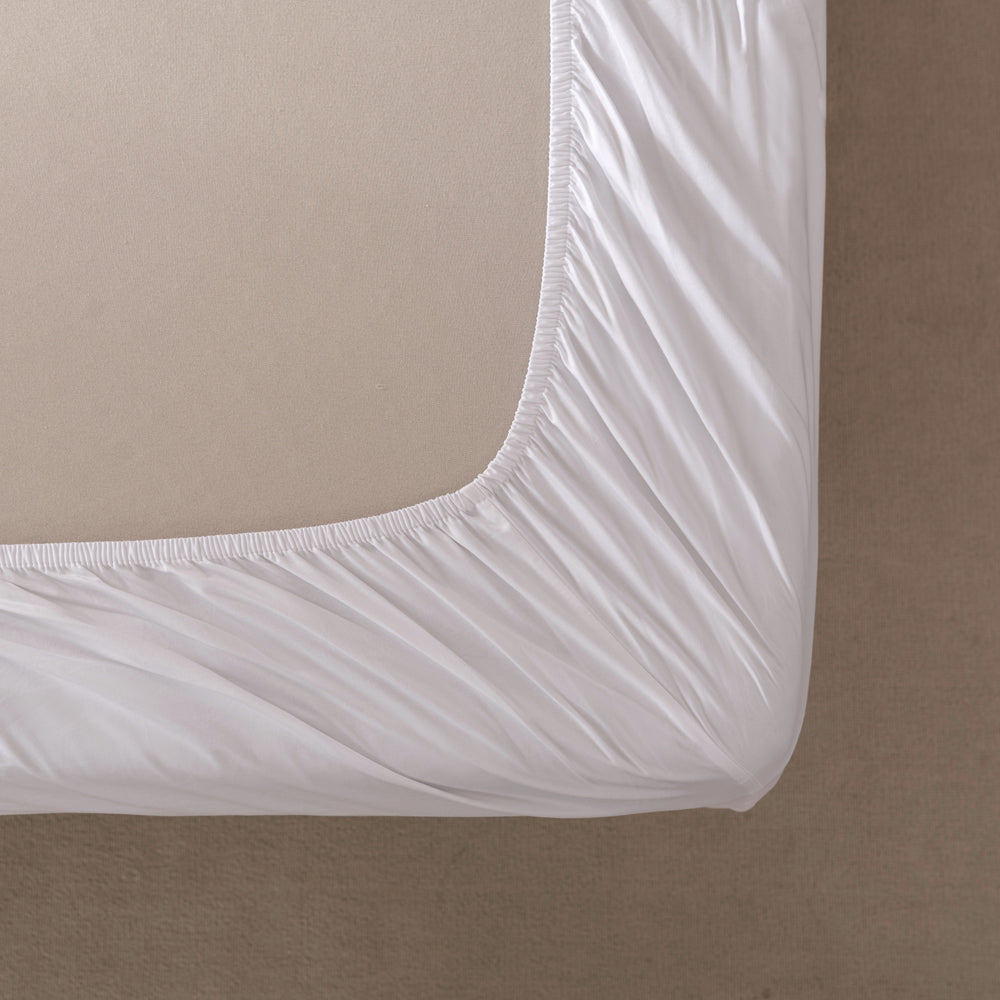 Casey Cotton Fitted Sheet 400TC White | Long Single Bed 40cm