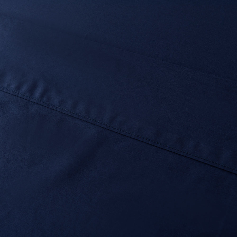 Casey Cotton Flat Sheet 400TC Navy | Queen Bed