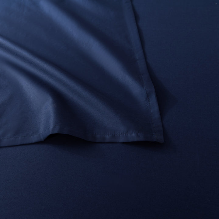 Casey Cotton Flat Sheet 400TC Navy | Queen Bed
