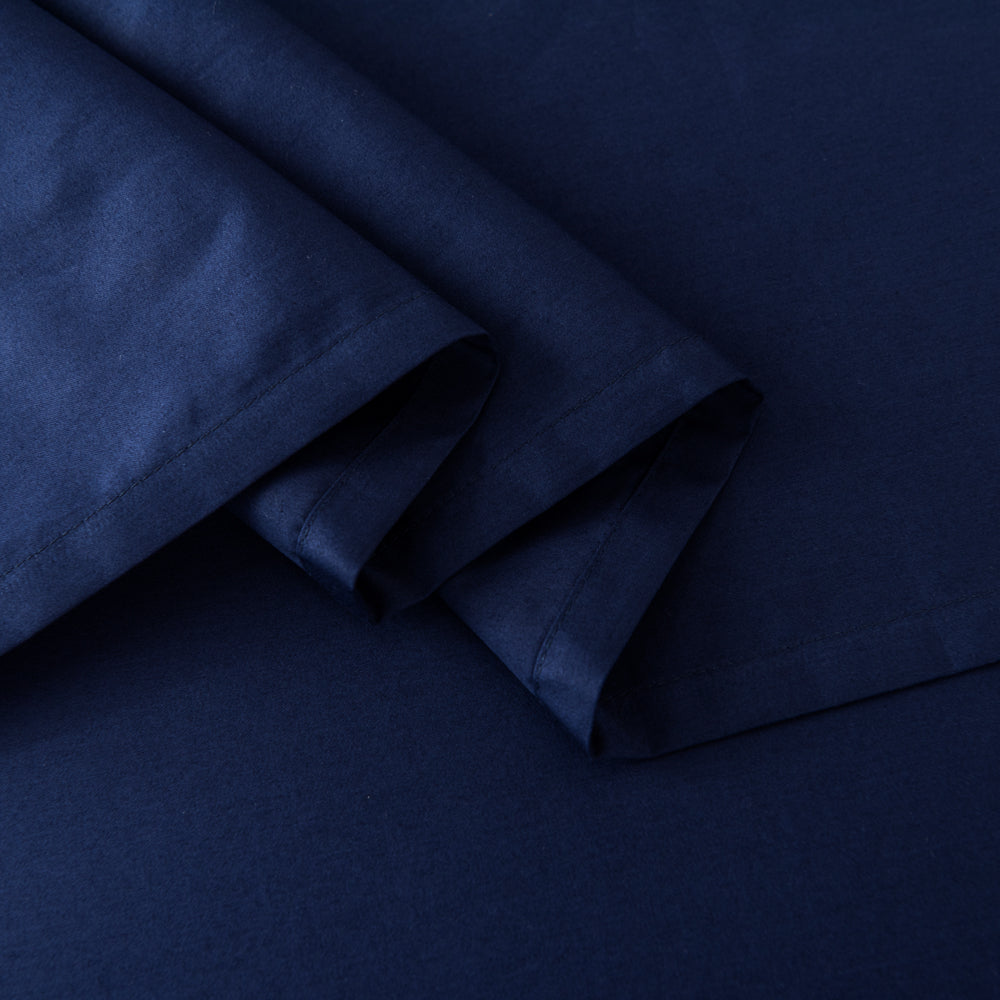 Casey Cotton Sheet Set 400TC Navy | Single Bed 50cm