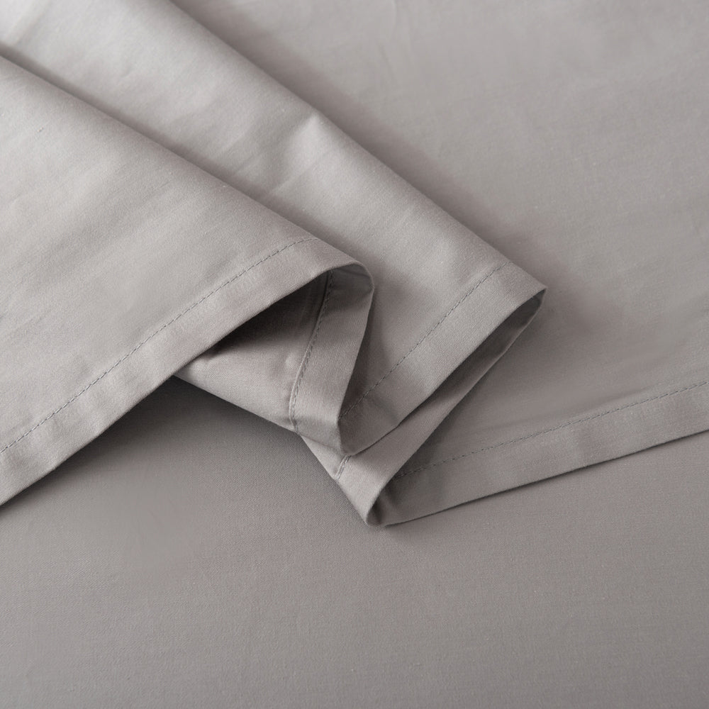 Casey Cotton Flat Sheet 400TC Pewter | Long Single Bed