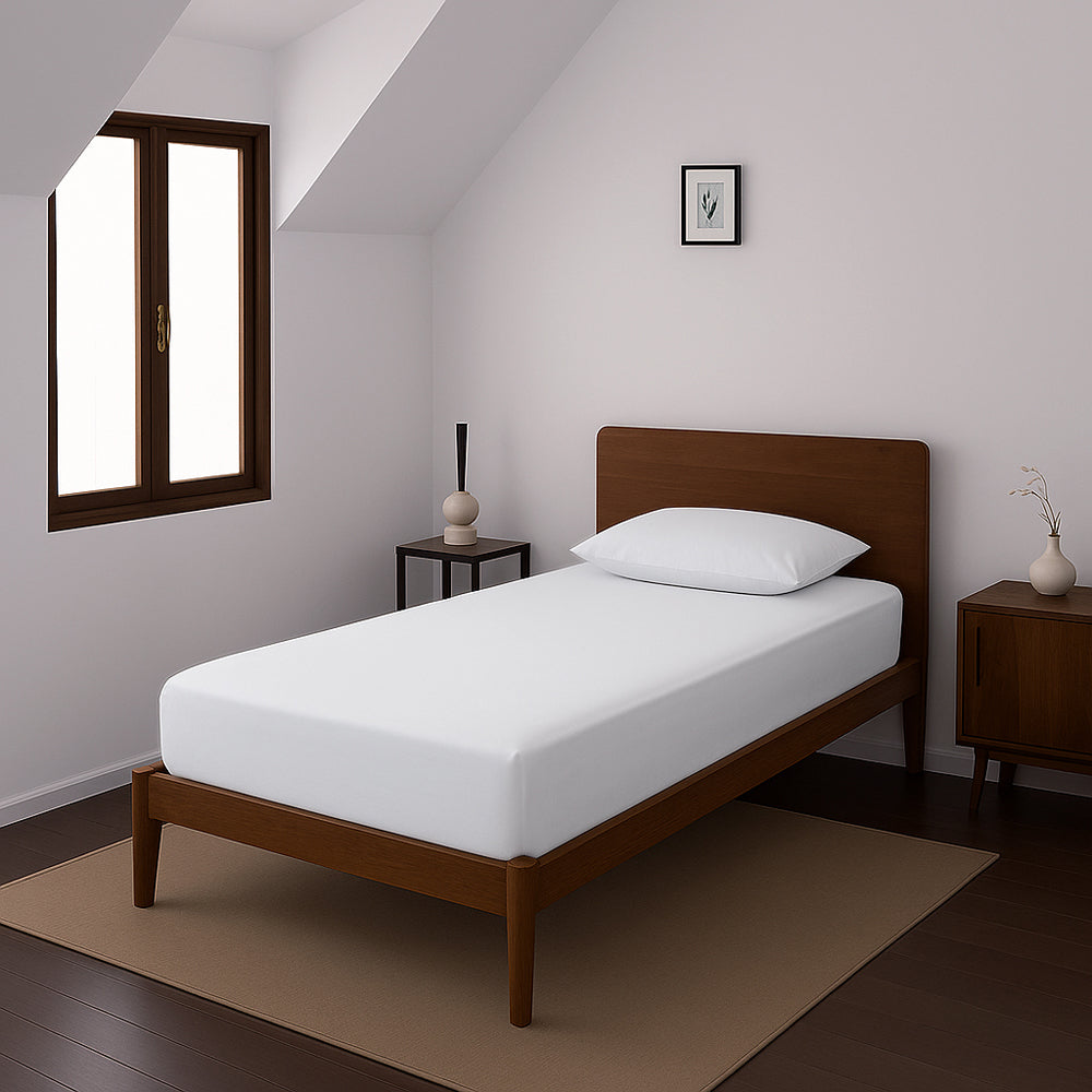 Casey Cotton Fitted Sheet & Pillowcase Combo 400TC White | King Single Bed 50cm
