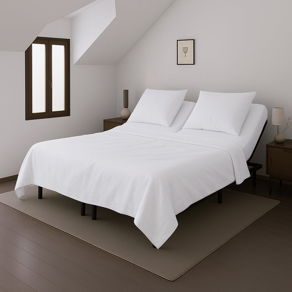 Casey Cotton Sheet Set 400TC White | Split Queen Bed 60cm