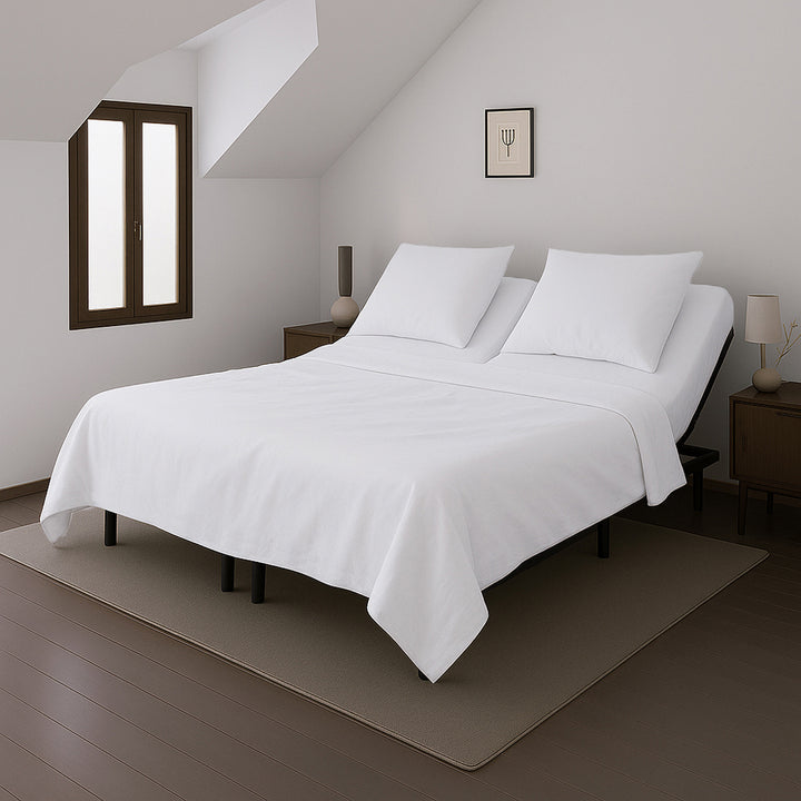 Casey Cotton Sheet Set 400TC White | Split Queen Bed 60cm