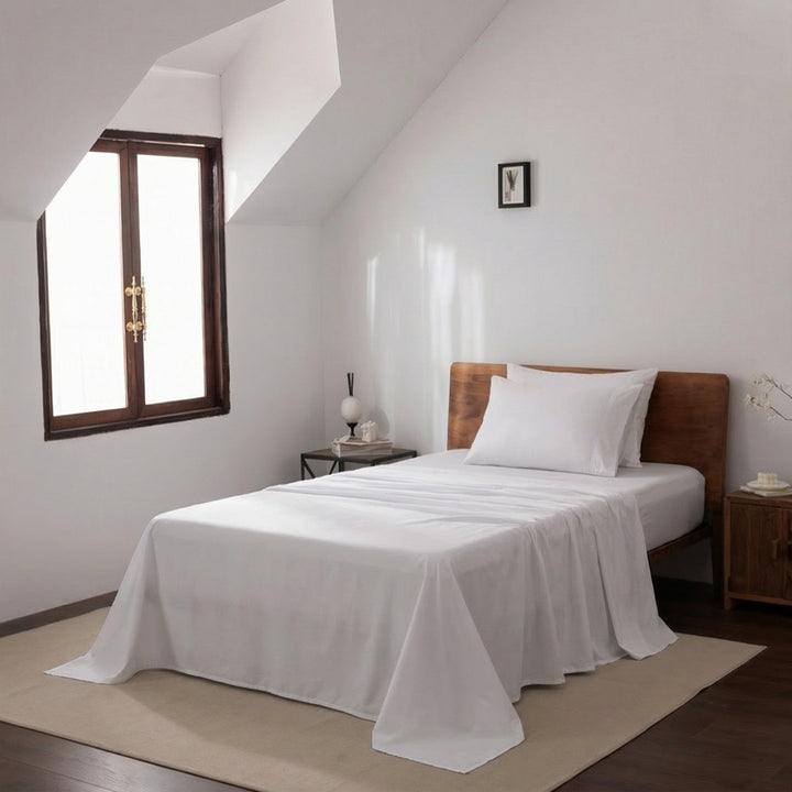 Casey Cotton Sheet Set 400TC White | Single Bed 60cm