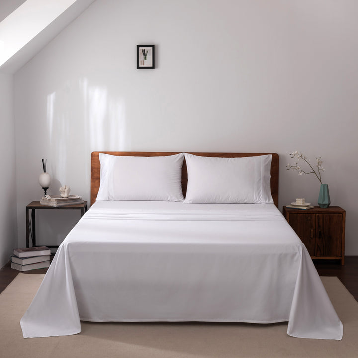 Casey Cotton Sheet Set 400TC White | King Bed 50cm