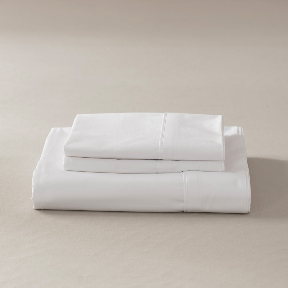 Casey Cotton Sheet Set 400TC White | Long Single Bed 50cm