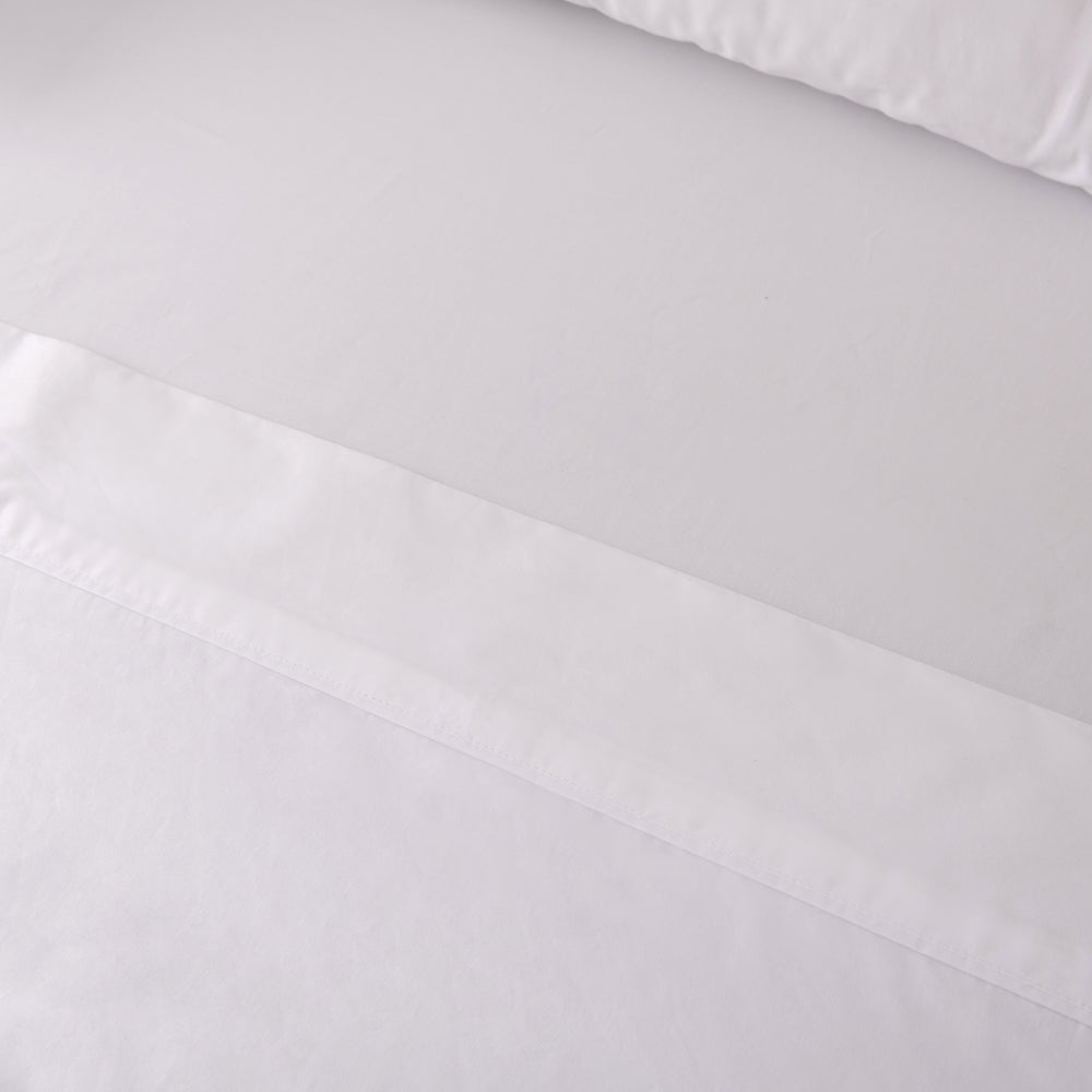 Casey Cotton Flat Sheet 400TC White | Single Bed