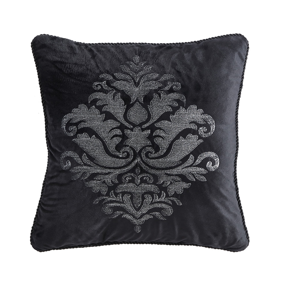 Chamonix Silver Embroidered Square Filled Cushion