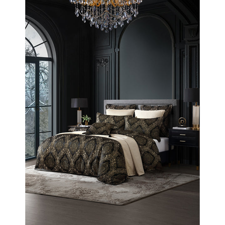 Davinci Monarch Black Quilt Cover Set Side | My Linen