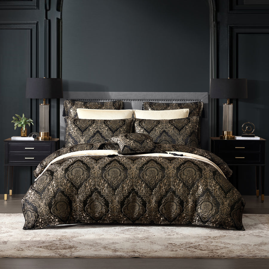 Davinci Monarch Black Quilt Cover Set | My Linen