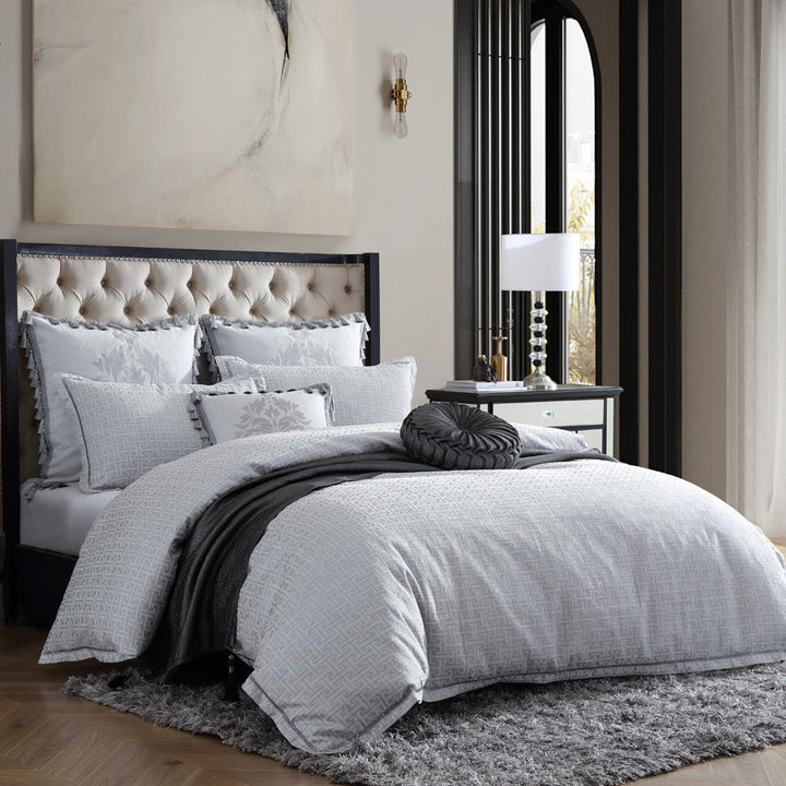 Orion Silver Quilt Cover Set | Queen Bed