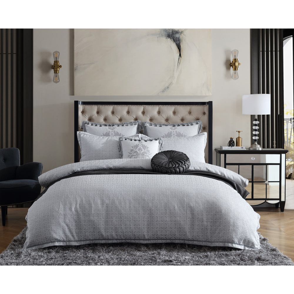 Orion Silver Quilt Cover Set | King Bed