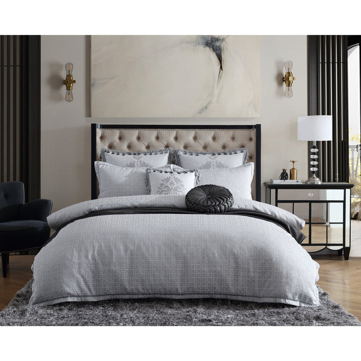 Orion Silver Quilt Cover Set | Queen Bed