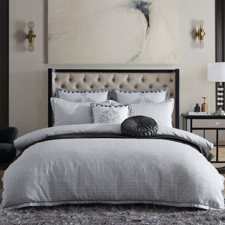 Orion Silver Quilt Cover Set | Queen Bed