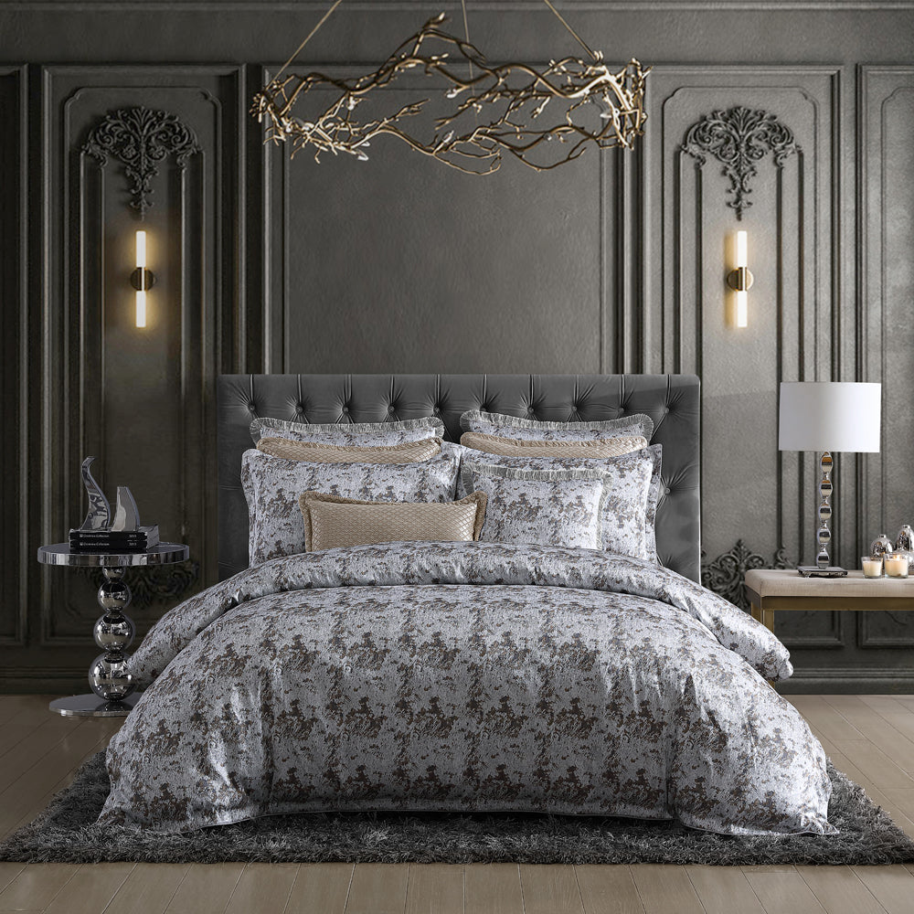 Trieste Silver Quilt Cover Set | King Bed