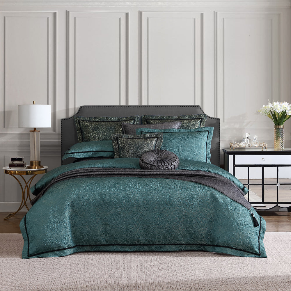 Valencia Emerald Quilt Cover Set | Queen Bed