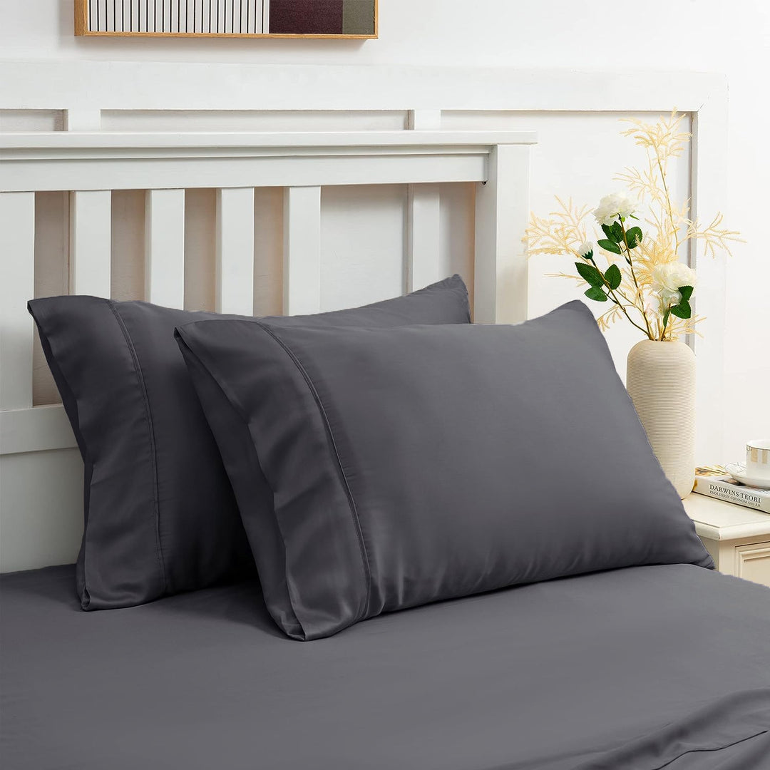 100% Bamboo Sheet Set 400TC Charcoal | Queen Bed