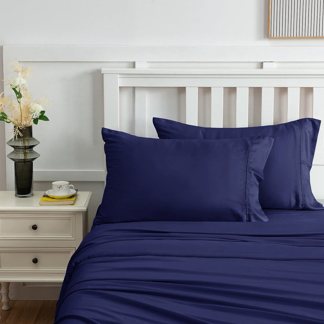 100% Bamboo Sheet Set 400TC Navy | Double Bed