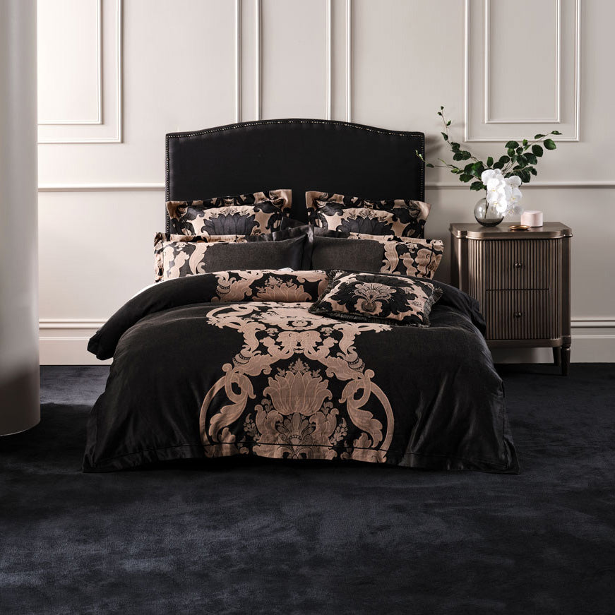 Dionisia Black Quilt Cover Set | Queen Bed