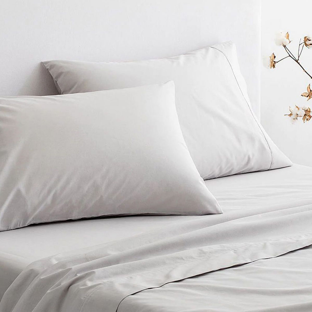 300TC Classic Percale Dove Sheet Set | King 50cm Bed