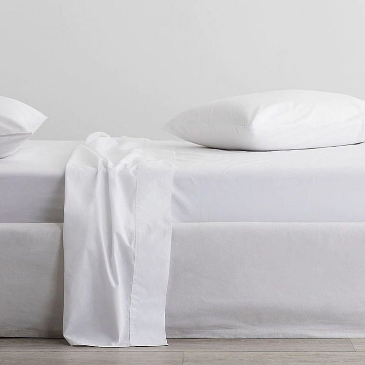 300TC Classic Percale Snow Sheet Set | King Single Bed